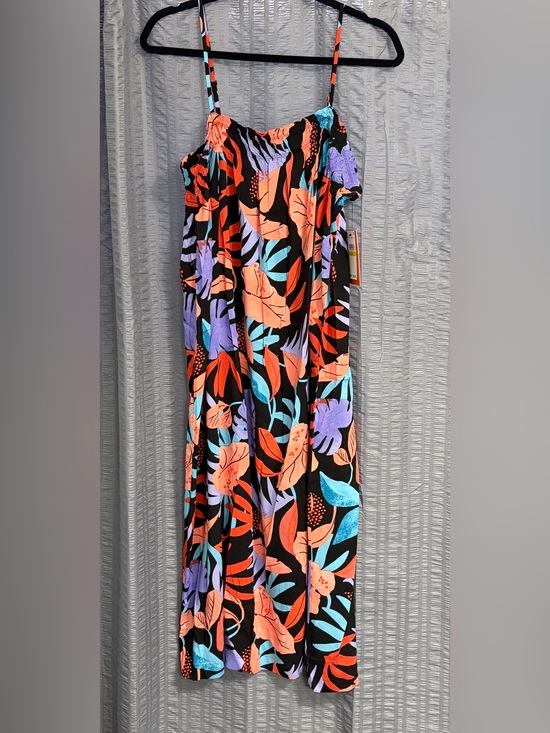 Nordstrom Dresses & Skirts - Refinery29 Tropical Leaf Black Teal Orange Hawaiian Strap Maxi Dress Medium NWT